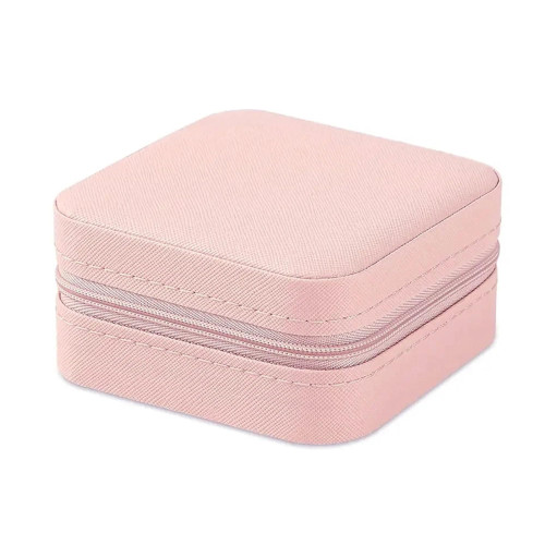 Travel Jewelry Case, Mini Jewelry Box and Organizer for Girls, Women Portable Pu Leather Storage, Jewelry Case for Earrings, Necklaces, Rings, Bracelets (Pink)
