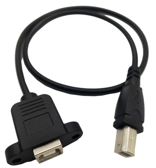 Traovien USB 2.0 Type B Male to Female Extension Cable with Screws Panel Mount for Printer Scanner Disk(50cm/20inch).