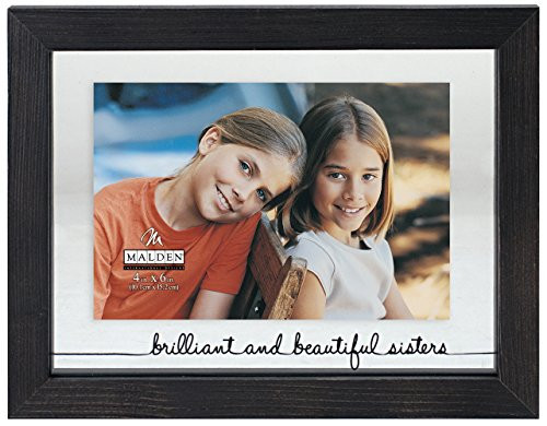 Malden International Designs Rustic Woods Silkscreened Glass Floater Brilliant and Beautiful Sisters Matted Picture Frame, 4x6/6x8, Black