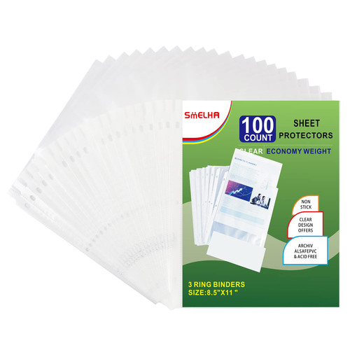 Sheet Protectors 100 Page,Page Protector 8.5" x 11" ?Upgraded Clear Plastic Page Protectors,for 3 Ring Binder, Top Loading Paper Protector with Reinforced Holes,Holds Multiple Sheets?Letter Size