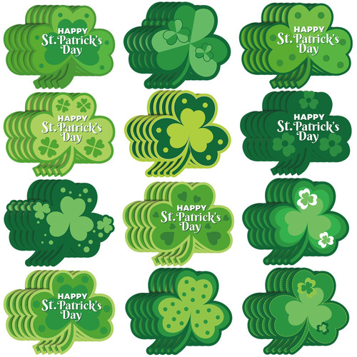 Seajan 60 Pcs St. Patrick's Day Classroom Bulletin Border Decor Cutouts Shamrock Accent Cutouts with Happy St. Patrick's Day for St. Patrick's Classroom Wall Decor