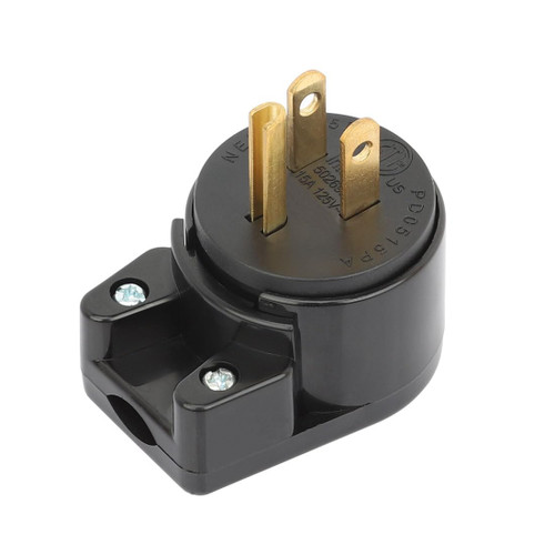 Right Angle Nema 5-15P 15A 125V AC Plug, ETL Listed Easy Assembly 90 Degree USA Canada Male DIY Rewirable 8 Directions Adjustable AC Connector