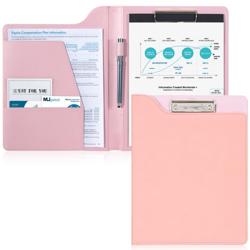 ProCase Clipboard Folder Portfolio, A4 Leather Padfolio Clipboard, Business Portfolio Clipboard Folder Professional Portfolio for Interview Resume Office Conference -Pink ProCase Clipboard Folder Portfolio, A4 Leather Padfolio Clipboard, Business Portfolio Clipboard Folder Professional Portfolio for Interview Resume Office Conference -Pink