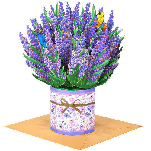 Kesote Paper Flower Bouquet Pop Up Cards, Lavender 3D Popup Birthday Cards, Greeting Cards, Anniversary Cards, Get Well Soon Cards Gifts for Women Wife Mom Friends Female