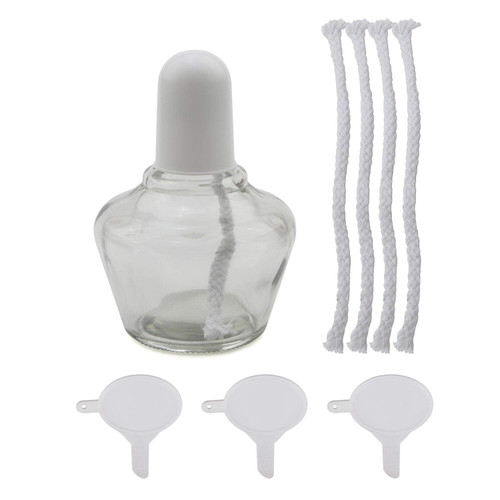 Kesell 150ml Alcohol Burner Lamp Glass Lab Bunsen Burners for Lab Equipment Heating with 5 Replacement Wicks and 3 Funnel