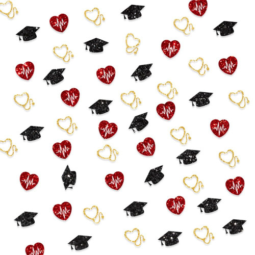 E-ASUM 100PCS Glitter Nurse Paper Confetti, Doctor Nurse Graduation Table Confetti for Nursing School Grad Scatter Confetti, Medical School Graduation Party Table Decorations