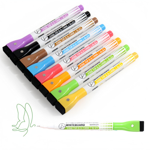 coojsoo Dry Erase Markers Fine Tip 0.5mm Extra Fine Tip Whiteboard Markers With Erasers Cap And Magnet for Dry Erase Notebooks/Mini Boards/Whiteboard Notebook/Sticky Note Board (8 Colour)