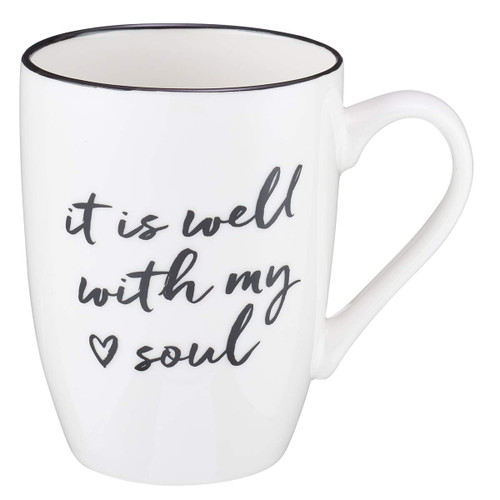 Christian Art Gifts White Ceramic Coffee Mug for Women and Men, Well With My Soul - Bible Verse Inspirational Coffee Cup, Microwave and Dishwasher Safe, 12 oz