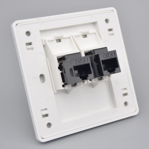CAT6 Gigabit Network Socket, Ethernet RJ45 LAN Cable Faceplate Networking Port Face Plate Dual-Pass Socket Box for Ethernet Cable Installation Female to Female Internet Outlet 86x86mm (LAN x 2)