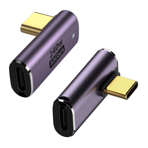 AreMe 240W USB C 90 Degree Adapter (2 Pack), Right Angle USB Type C Male to Female 40Gbps Connector for Thunderbolt, Switch, MacBook, Laptop, Tablet, Phone