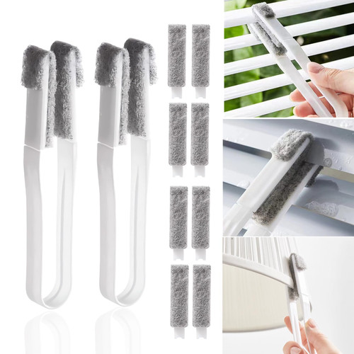 2PCS Blind Duster, Window Blind Cleaner Duster Brush, Mini Blind Cleaner Tools for Window Blinds Air Conditioner Car Vents with 12 Sponges Replacement Head