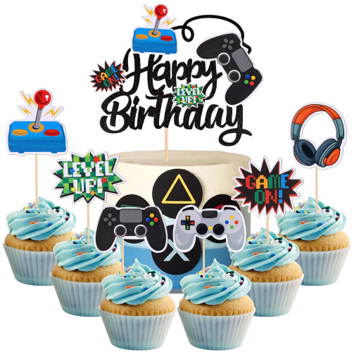 25 PCS Video Game Cupcake Toppers Video Game Happy Birthday Cake Topper Game On Controllers Cupcake Picks GamePad Cake Decorations for Game Theme Baby Shower Kids Birthday Party Supplies 25 PCS Video Game Cupcake Toppers Video Game Happy Birthday Cake Topper Game On Controllers Cupcake Picks GamePad Cake Decorations for Game Theme Baby Shower Kids Birthday Party Supplies