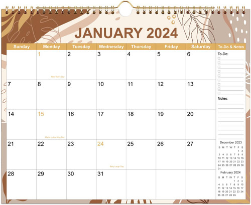 2024 Wall Calendar - 2024 Calendar 12 Month Planner from January 2024 to December 2024, Calendar 2024 with Thick Paper, 11" x 14.5", Gold Leaf