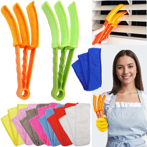2 Pack Blind Duster with 10 Colors Microfiber Duster Sleeves, Window Blind Cleaner Duster Brush, Blind Cleaning Tools for Window Blind, Air Conditioner Vents, Fans, Car Vent