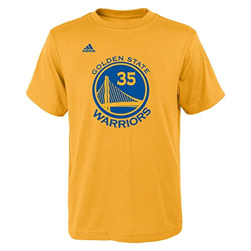 Kevin Durant Youth Golden State Warriors Gold Name and Number Jersey T-shirt Large 14-16 Kevin Durant Youth Golden State Warriors Gold Name and Number Jersey T-shirt Large 14-16