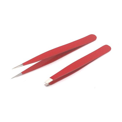 Tweezers for Ingrown Hair, Precision Slant Tweezers and Pointed Eyebrows Tweezer Set Stainless Steel Eyebrow Plucking 2 Pieces (Red) By G.S Online Store Tweezers for Ingrown Hair, Precision Slant Tweezers and Pointed Eyebrows Tweezer Set Stainless Steel Eyebrow Plucking 2 Pieces (Red) By G.S Online Store