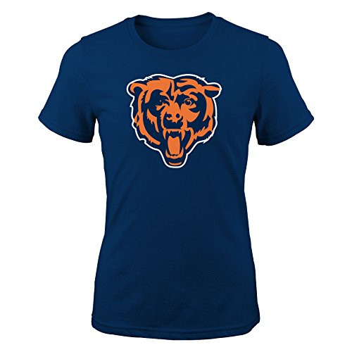 Outerstuff NFL Girls 7-16 Team Logo Short Sleeve Tee-Navy-L(14), Chicago Bears