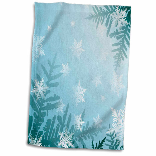 3D Rose Soft White Snowflakes On Blue Green Tonal Background Hand Towel, 15" x 22", Multicolor 3D Rose Soft White Snowflakes On Blue Green Tonal Background Hand Towel, 15" x 22", Multicolor