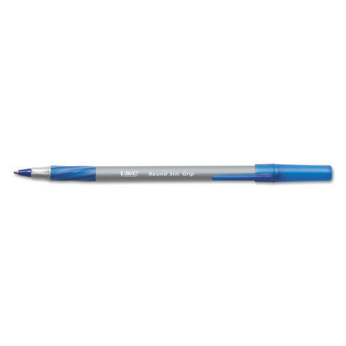 BIC GSFG11BE Round Stic Grip Xtra Comfort Ballpoint Pen, Blue Ink, 8mm, Fine, Dozen