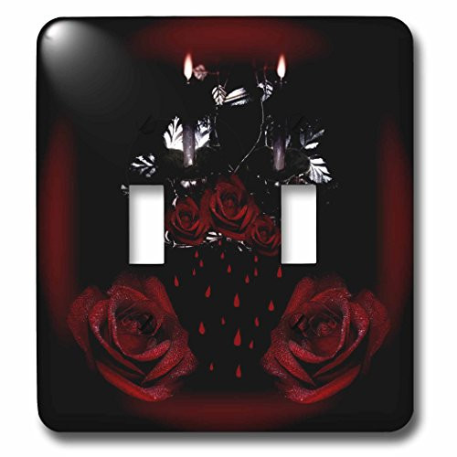 3dRose lsp_222758_2""Gothic Night Is A Goth Design Of Black Candles And Red Roses" Double Toggle Switch, Multicolor