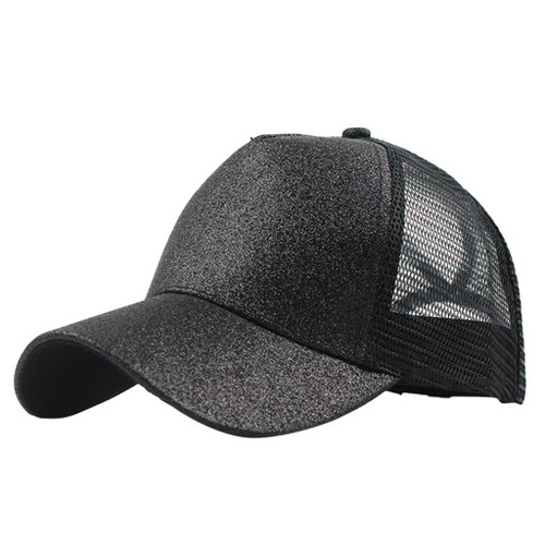 lingding Trucker Buns Hat Messy Unisex Visor Baseball Glitter Plain Cap Ponytail Baseball Caps Choir Hats Black
