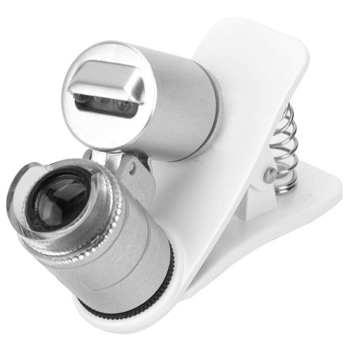 60X Mini Microscope Pocket Loupe Magnifying Glass LED Counterfeit Detector Magnifier Mini Illuminated Jeweler LED UV Lens Loupe Mobile Phone Microscope