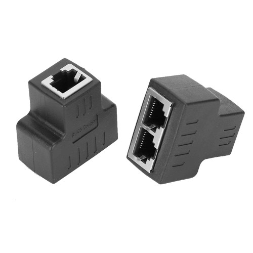 Cyrank RJ45 Ethernet Splitter 1 to 2 Out, 2PCs Ethernet Cable Adapter 1 in 2 Out RJ45 Female Interface LAN Connector Cable Extender Splitter for Internet Wire(Balck)