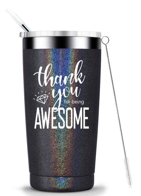 Thank You for Being Awesome- Birthday Christmas Thanksgiving Friendship Thank You Gifts for Women Best Friend Coworker Boss Teacher Stainless Steel Mug Tumbler Friend Cup 20oz Glitter charcoal Thank You for Being Awesome- Birthday Christmas Thanksgiving Friendship Thank You Gifts for Women Best Friend Coworker Boss Teacher Stainless Steel Mug Tumbler Friend Cup 20oz Glitter charcoal
