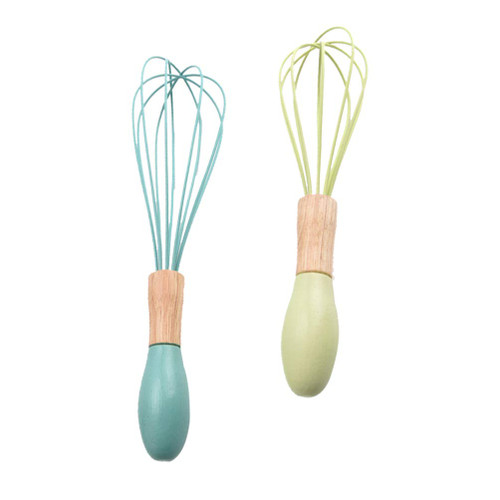 Hemoton Egg Whisk 2pcs Nonstick Whisk Silicone Sauce Stirrer Blending Whisk Egg Blender Cooking Whisks Egg Frother Kitchen Egg Mixer Hand Mixer Beaters Handheld To Rotate Bamboo Utensils
