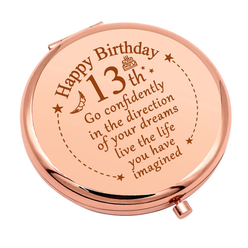 13th Birthday Gifts for Girls Inspirational Gift Compact Makeup Mirror for 13 Year Old Girls Happy 13th Birthday for Daughter Sister Niece Friends Folding Makeup Mirror Daughter Gift from Mom 13th Birthday Gifts for Girls Inspirational Gift Compact Makeup Mirror for 13 Year Old Girls Happy 13th Birthday for Daughter Sister Niece Friends Folding Makeup Mirror Daughter Gift from Mom
