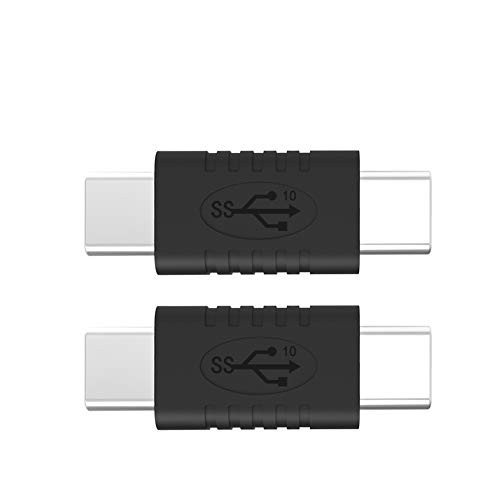 rgzhihuifz Type C Male to Type C Male Adapter Support Data Synchronization and Charging USB C to USB C Cable 3.1 Gen 2 10Gbps 60W Converter, 2-Pack