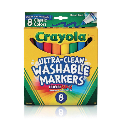 Crayola Washable Markers, Broad Point, Classic Colors, 8/Pack Crayola Washable Markers, Broad Point, Classic Colors, 8/Pack