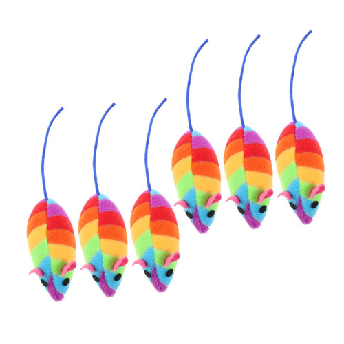 FOMIYES 6pcs Stuffed Cat Toys Cat Teething Toys Funny Toys for Kittens Interactive Toys for Kittens Pet Mouse Toys Mice Toy Mouse Toys for Indoor Cats Kitten Toys Funny Cat Plush Toy Cat