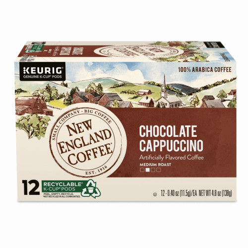 New England Coffee Chocolate Cappuccino Medium Roast K-Cup Pods, 12ct Box (Pack of 1)