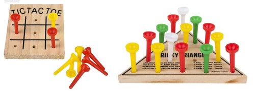 HAPPY DEALS ~ Wooden Peg Tic Tac Toe and Triangle Games | 2 Pc Set | Individually Packaged Stocking Stuffers and Toys HAPPY DEALS ~ Wooden Peg Tic Tac Toe and Triangle Games | 2 Pc Set | Individually Packaged Stocking Stuffers and Toys