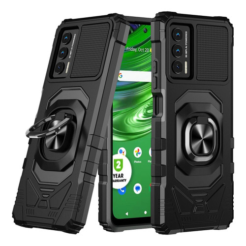 Eaglecell - for Cricket Outlast, AT&T Jetmore (U680AA) - Shockproof Protective Phone Case w/Ring Stand - RS7 Black