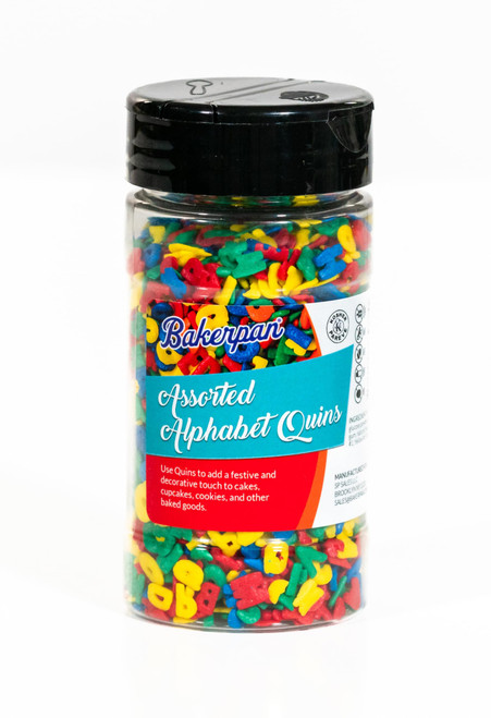 Bakerpan Quins Sprinkles for Cake Decorating - Alphabet Sprinkles 4 Ounces - ABC Edible Confetti Sprinkles for Cupcakes, Ice Cream, Cookies, Cakes Bakerpan Quins Sprinkles for Cake Decorating - Alphabet Sprinkles 4 Ounces - ABC Edible Confetti Sprinkles for Cupcakes, Ice Cream, Cookies, Cakes