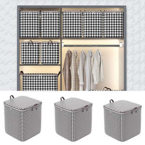 YUUAND Houndstooth Storage Bag Large Capacity Folding Clothes Portable Clothes Storage Bins Box With Reinforced Handle Zipper For Home Comforters Pillow Blanket Bedding Quilt Sorting Storage Box YUUAND Houndstooth Storage Bag Large Capacity Folding Clothes Portable Clothes Storage Bins Box With Reinforced Handle Zipper For Home Comforters Pillow Blanket Bedding Quilt Sorting Storage Box