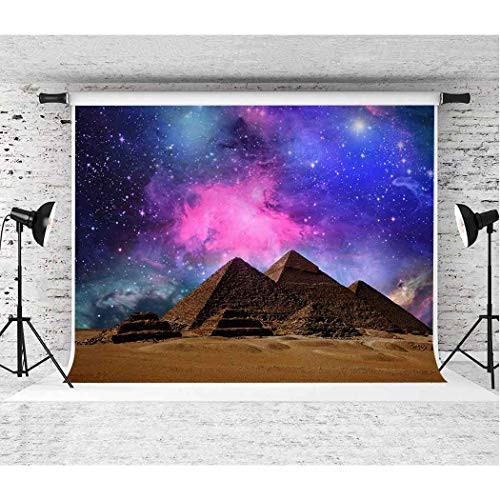 EARVO Pyramids Backdrop Egyptian Travel Themed Party 7x5ft Starry Sky Desert Photography Background Cotton Backdrop (Wrinkle Resistance) Photo Booth Props EAGE008