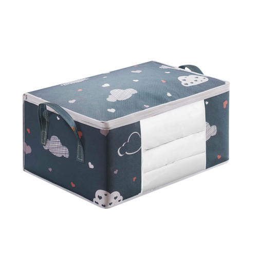 48L Clothes Storage Bags Foldable Closet Organizers and Storage Bins with Durable Handle Clear Window Closet Organizer Bag for Comforter Blanket Clothing Under Bed Storage Containers