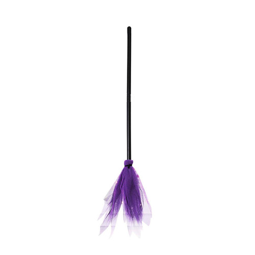 35" Halloween Witches Broom Witch Broom Halloween Decoration Cosplay Broomstick Costume Accessories Wizard Flying Wicked Broomstick Props for Cosplay Party Witch Decorations (Purple)