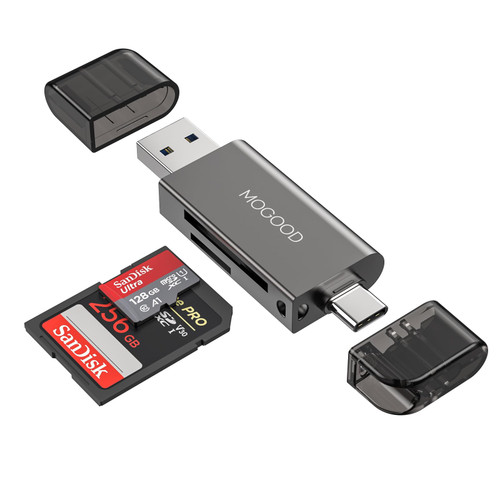 SD Card Reader MOGOOD Memory Card Reader Adapter USB 3.0 to Memory Card Reader Adapter Micro SD Card Reader Memory Card Reader with Dual Connectors for External Camera SD SDHC SDXC MicroSD UHS-I