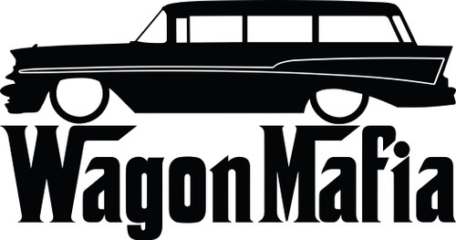 Lowered WAGON MAFIA Classic Car Silhouette Decal Sticker for 1957 Chevrolet Bel Air 210