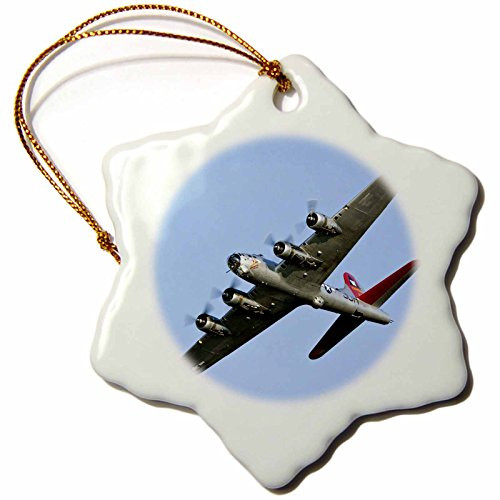 3dRose orn_97114_1 B-17G Flying Fortress Aluminum Overcoat, War Plane US50 BFR0034 Bernard Friel Snowflake Ornament, Porcelain, 3-Inch