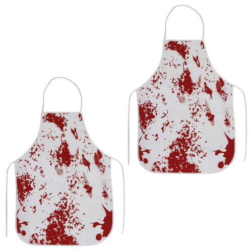Halloween Bloody Apron Scary Blood Splattered Printed Aprons Murder Butcher Unisex Novelty Bib for Horror BBQ Cooking Baking Gardening Party Decoration Prank Props Cosplay Costume Kitchen Gift 2 Pack