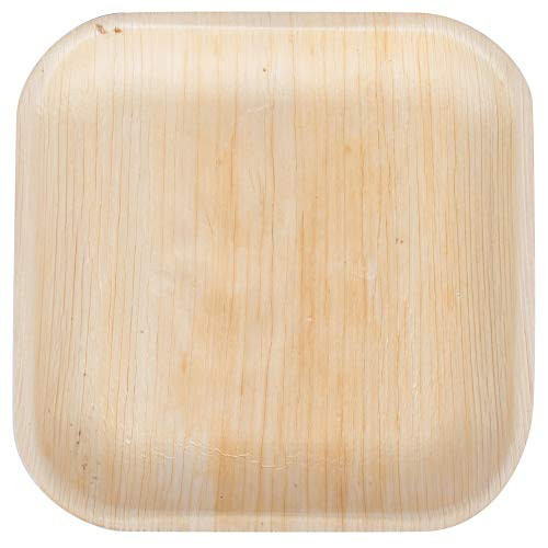 MM Foodservice Disposable Palm Leaf Square Plates, Eco-friendly, Compostable and Biodegradable Plates, Palm Leaf Dinnerware, Set of 25 (Square - 7")