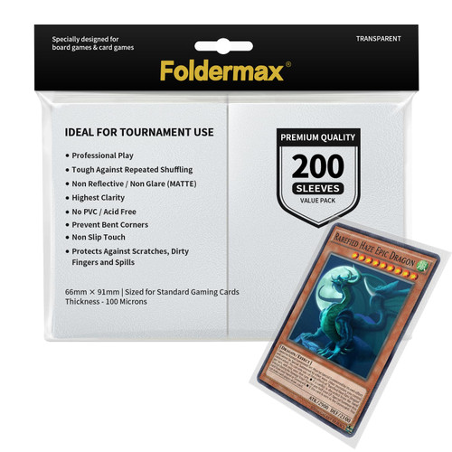 Foldermax Premium Clear Card Sleeves for Standard Sized Board Games and Trading Card 2.5" x 3.5" (200 Thick Sleeves)