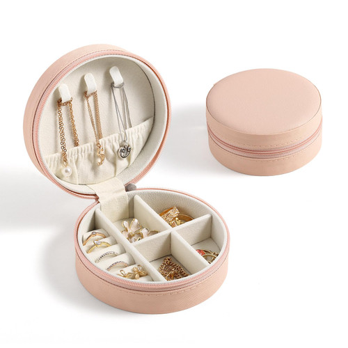 CASEGRACE Travel Jewelry Case, Small Jewelry box for Women Girls, Portable Mini Jewelry Organizer Display Case with Zipper for Rings Earrings Necklace Bracelets Storage, Pink CASEGRACE Travel Jewelry Case, Small Jewelry box for Women Girls, Portable Mini Jewelry Organizer Display Case with Zipper for Rings Earrings Necklace Bracelets Storage, Pink