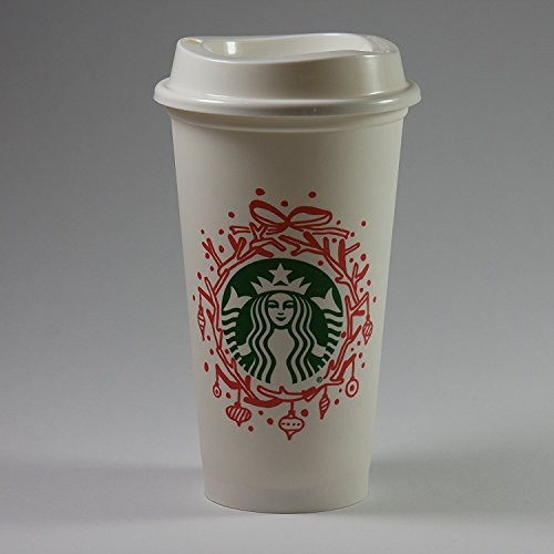 Starbucks Reusable Cup Holiday Wreath Design 2016 (White, 16 Ounce