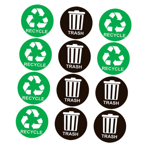 NOLITOY 2 Garbage Classification Sign Trash can Compost Sticker Recycle bin Labels Compost Trash can Recycle Decal Circle Stickers Trash Recycling Sticker PVC Round Container